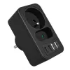 Power splitter MACLEAN MCE249 F/B – 2 AC-stopcontacten (16A + 6A) met 2×USB-A en 2×USB-C PD 20W, EU-stekker, zwart