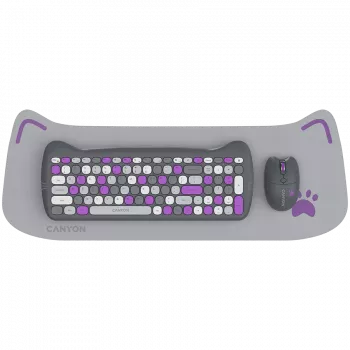 Draadloze toetsenbord- en muisset CANYON HSET-W6 Kitty Edition – paars