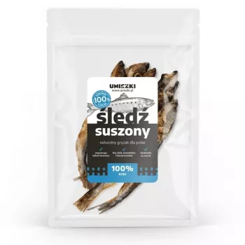 Gedroogde haring hondensnack UNISZKI 50 g — vissmaak, zakje 50 g, stevige natuurlijke delicatesse