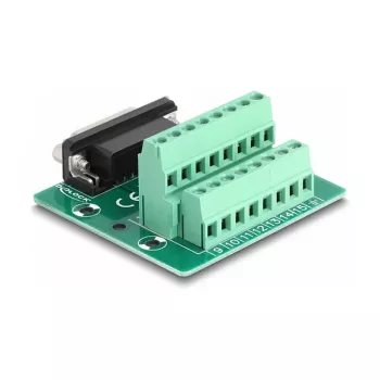 DeLOCK D-Sub 15-polig bus naar klemmenstrook voor DIN-rail 58 mm x 61 mm x 30 mm