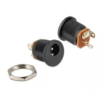 Delock 65503 DC-inbouwbus 2,1 x 5,5 mm, soldeerversie, zwart