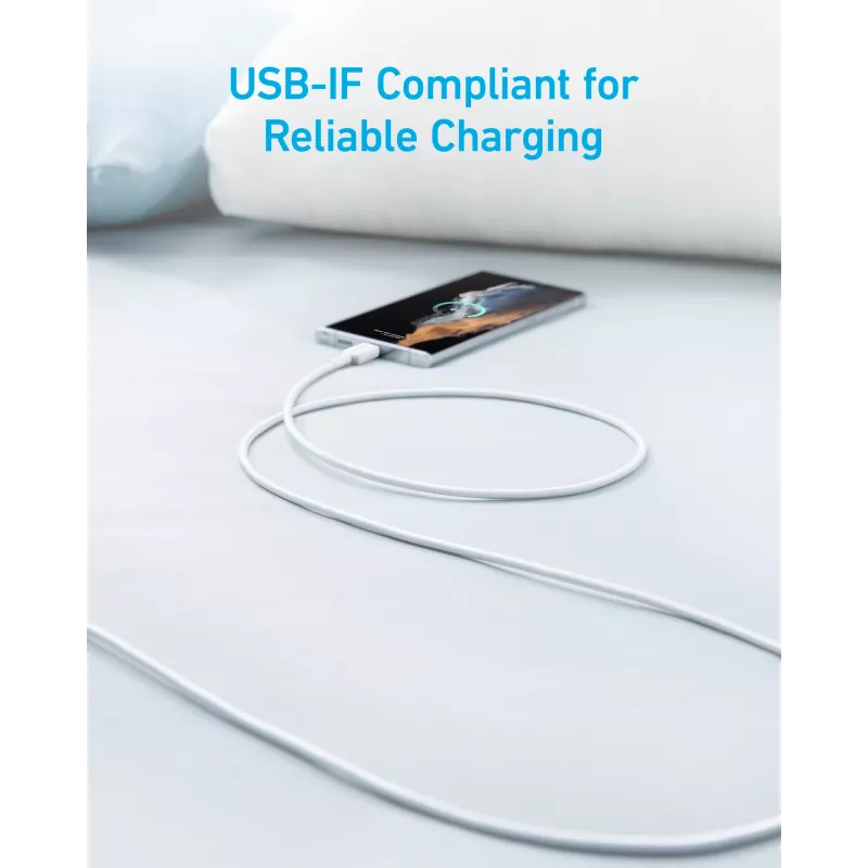 USB-A naar USB-C-kabel Anker A81H5G21 — 0,9 m, wit
