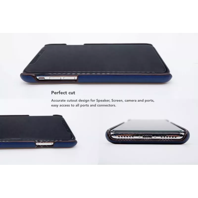 Kaarthouder-achterkant VixFox voor iPhone XSMAX, marineblauw, achterklep met geïntegreerde kaarthouder