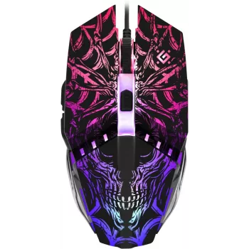 Gaming-muis DEFENDER GM-670L ambidexter optisch, 2400 DPI, 5 toetsen, bedraad, zwart, RGB