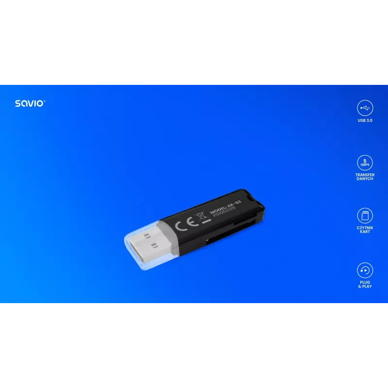 SD-kaartlezer, USB 2.0, 480 Mbit/s, AK-63 Savio SAVAK-63
