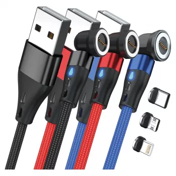 USB-kabel RealPower MagneticCharge3 1m USB A zwart blauw rood