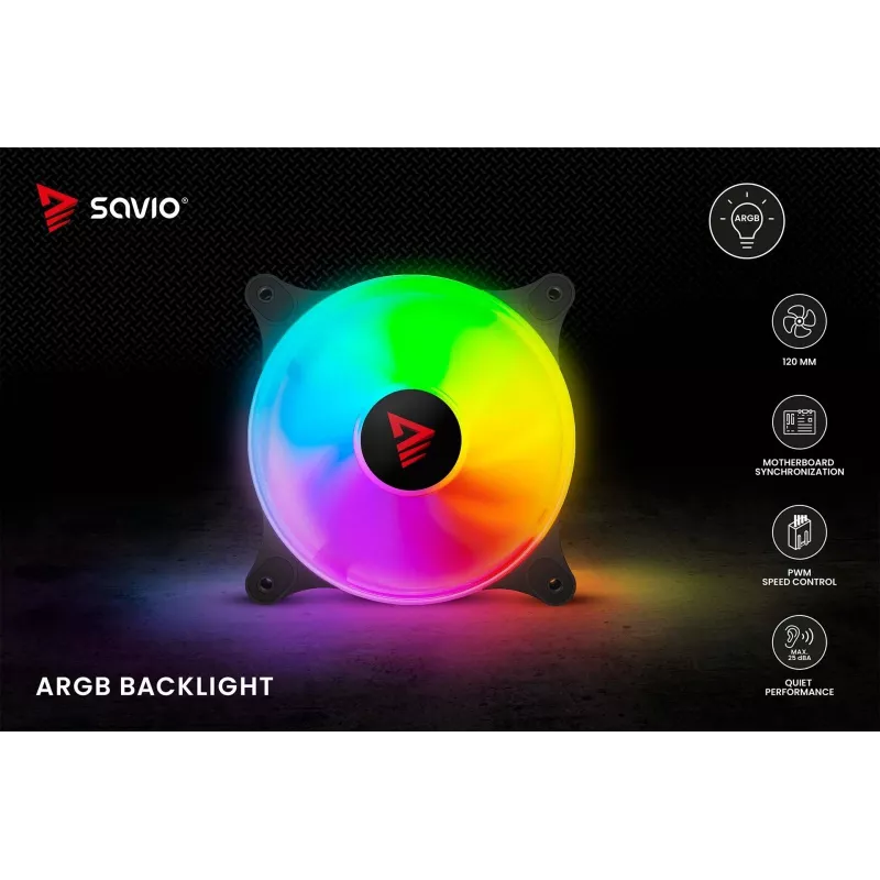 SAVIO Blast 120mm ARGB PWM behuizingsventilator - zwart