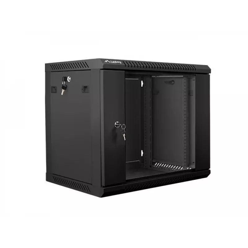 Wandmontage rack LANBERG 9U (600×450×507 mm) IP20, max. belasting 60 kg, zwart