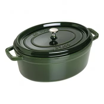 Staub La Cocotte 33 cm ovale braadpan van gietijzer, basilicumgroen