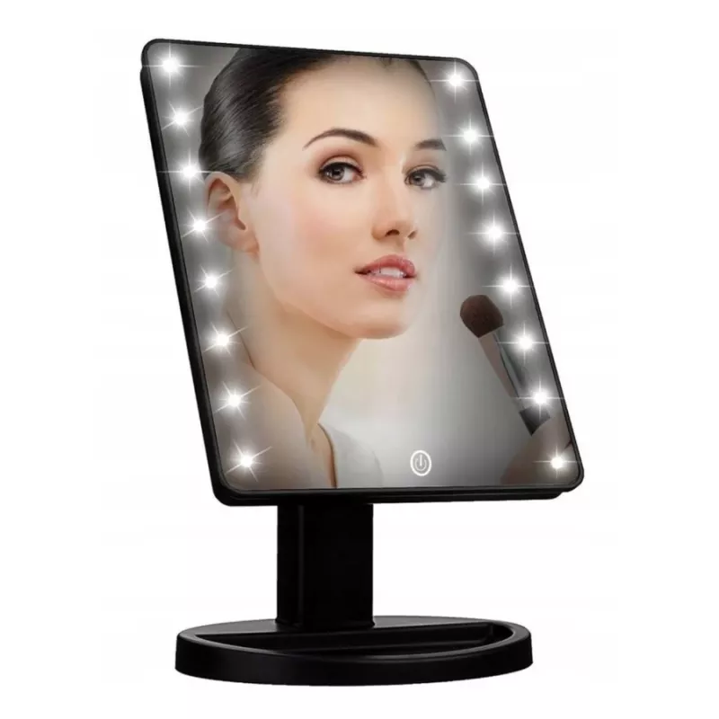Extralink Make-up spiegel, zwart met verlichting en standaard