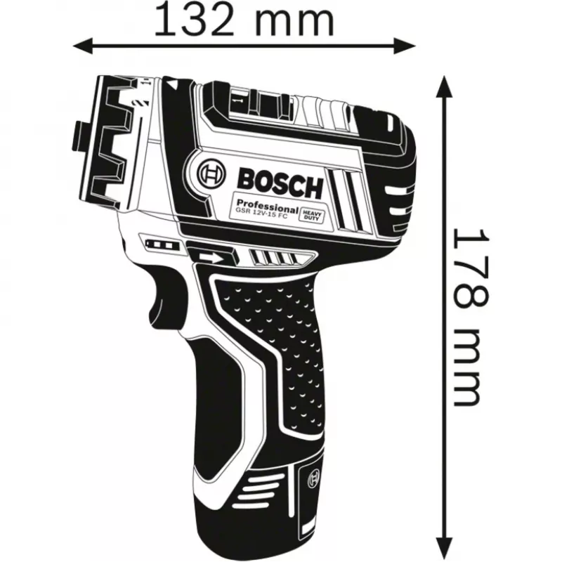 Bosch GSR 12V-15 FC Professional Keyless 600 g zwart, blauw