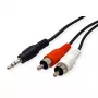 ROLINE - audiokabel - mini-jack stereo 3,5 mm (M) naar RCA (M) - 5 m - afgeschermd - zwart (11.09.4345)