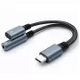 Adapter 2-in-1 USB-C naar USB-C en 3,5-mm-jack PD 15W