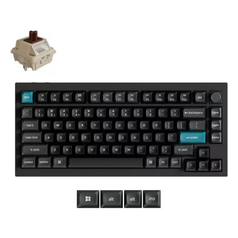 Mechanisch 75%-toetsenbord Keychron Q1 Ultra 8K – USB + RF draadloos + Bluetooth, RGB, zwart