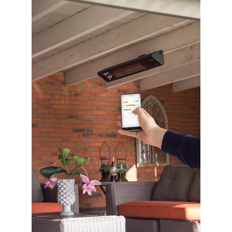 Infraroodverwarming SUNRED PRO25W-SMART, wandgemonteerde driehoek donker, 2500 W, zwart, IP55