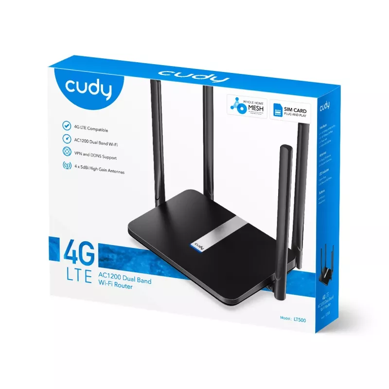 Cudy LT500 wifirouter Fast Ethernet dual-band (2,4 GHz / 5 GHz) 4G zwart