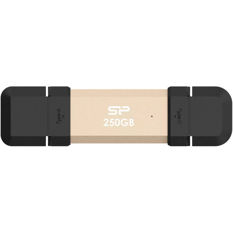 Silicon Power DS72 draagbare SSD-stick 250 GB, USB 3.2 Gen 2, USB-A/USB-C, goud