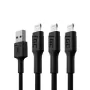 Set van 3x kabel Green Cell GC Ray Lightning 200cm met witte LED-verlichting, snel opladen Apple 2.4A