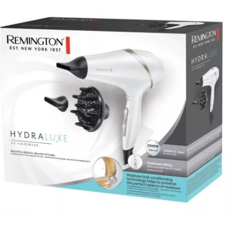 Haardroger Remington AC8901 HYDRAlux 2300 W 3 temperatuurstanden ionenfunctie diffuser wit