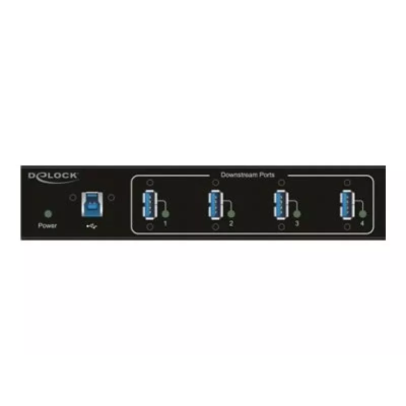 Delock 63309 externe industriële USB-hub, 4 x USB 3.0 Type-A, 15 kV ESD-bescherming, metalen behuizing, wandmontage mogelijk