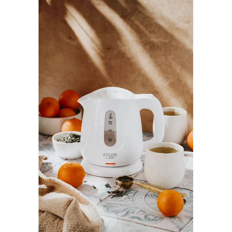 Waterkoker Adler AD 1373 – 1 L inhoud, 850 W, wit, 360°-basis, polypropyleen