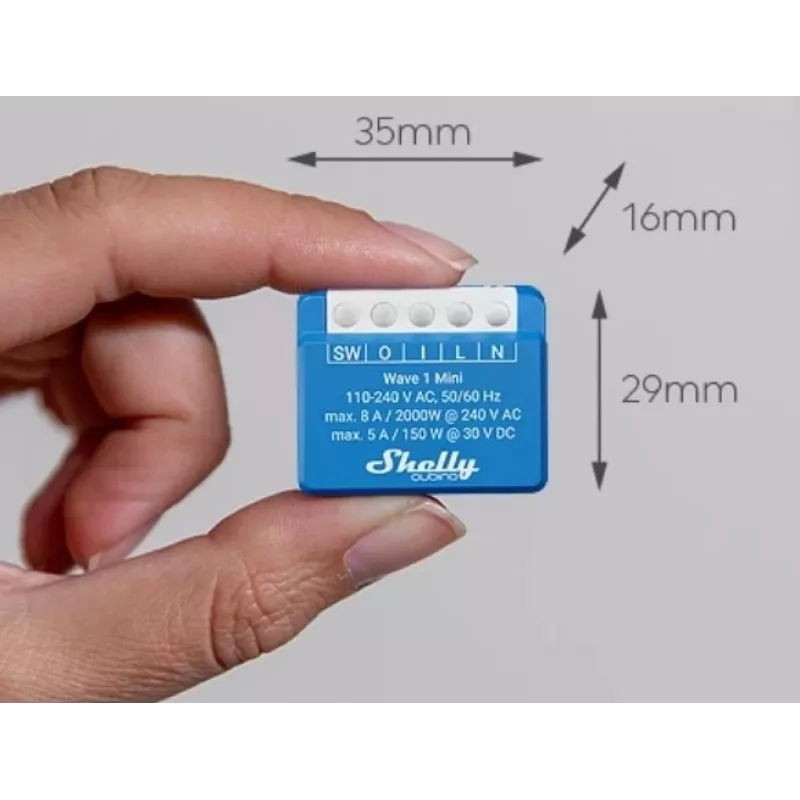 Shelly Qubino Wave 1 Mini LR slimme schakelaar Z-Wave blauw