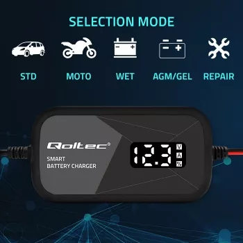 Batterijlader QOLTEC 52492 12V 2A met microprocessorsturing en celregeneratie