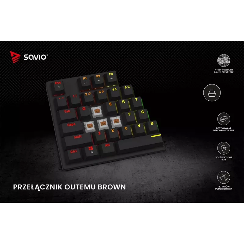 Savio mechanisch toetsenbord RGB Tempest X2 Outemu Brown