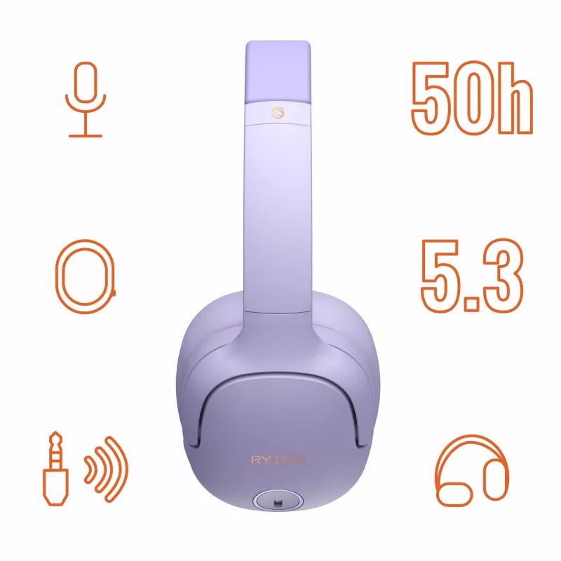 Koptelefoon MANTA HDP1001PU Rytmo Elegance paars over-ear bedraad, model HDP1001PU