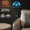 Power splitter MACLEAN MCE249 F/B – 2 AC-stopcontacten (16A + 6A) met 2×USB-A en 2×USB-C PD 20W, EU-stekker, zwart