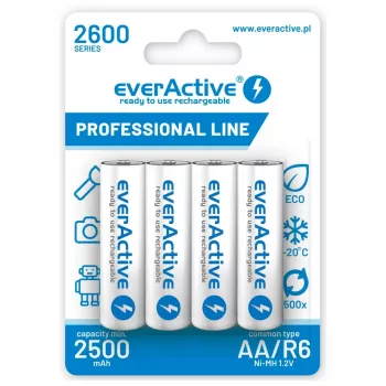 Oplaadbare batterijen R6 AA 2600mAh EverActive Professional verpakkingsinhoud 1x blister