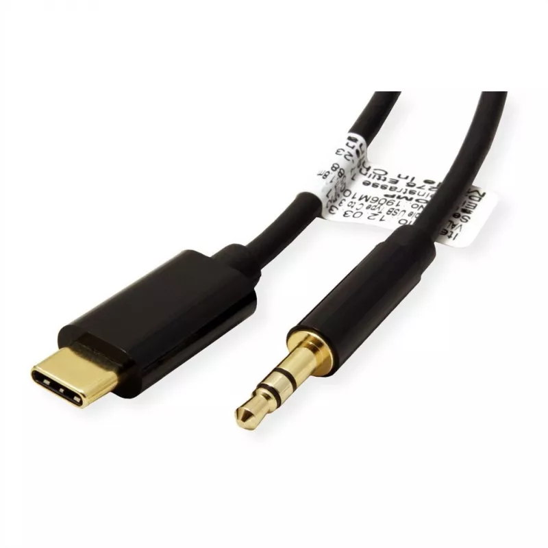 ROLINE adapter USB-C naar jackplug - USB-C mannelijk omkeerbaar naar stereo mini-jackplug mannelijk