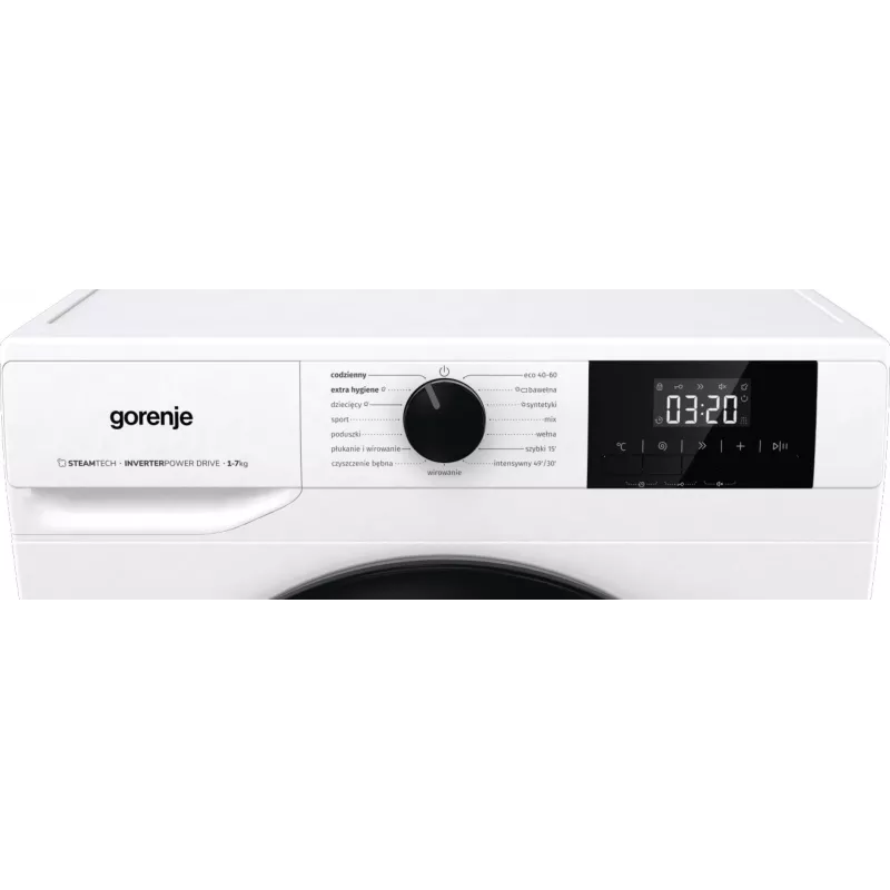 Vrijstaande wasmachine Gorenje W3NGPI72SBS, 7 kg, 1200 t/min, invertermotor, stoom, 15 programma's, wit