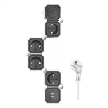 LogiLink 4 stopcontacten 15m zwart en wit