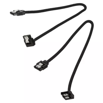 Corsair CC-8900278 Premium SATA-kabel met sleeve, gehoekt, 30 cm, zwart, verpakking van 2