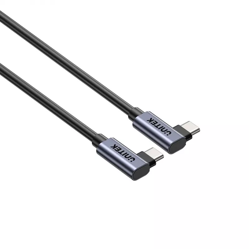 USB-C-kabel Unitek C14147ABK01-1M, 1 m, 90° haakse stekkers, USB PD 3.0 100W, data 480 Mbit/s, zwart