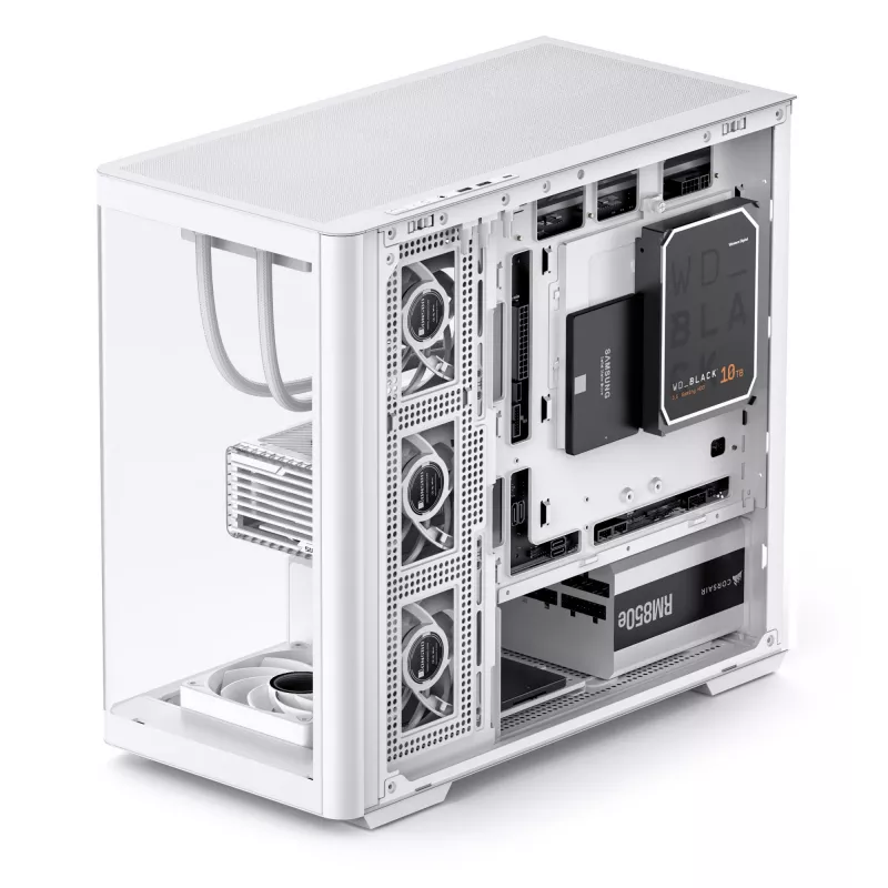 Jonsbo D300 Midi-Tower, 270 graden, gehard glas - wit