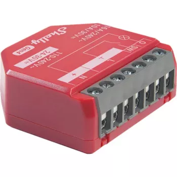 Slimme schakelaar Shelly 1PM Gen4 – draadloos, 110–240 V AC, max. 240 V, vermogensmeting, 16 A, 42×16×37 mm