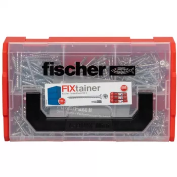 Schroevenset FISCHER FixTainer PowerFast II, 702 stuks, volledige draad, elektrolytisch verzinkt