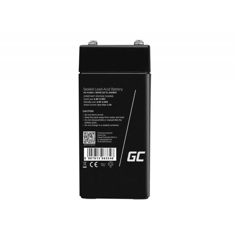 Green Cell AGM37 industriële accu, verzegelde lood-zuur (VRLA), 4000 mAh, 4 V