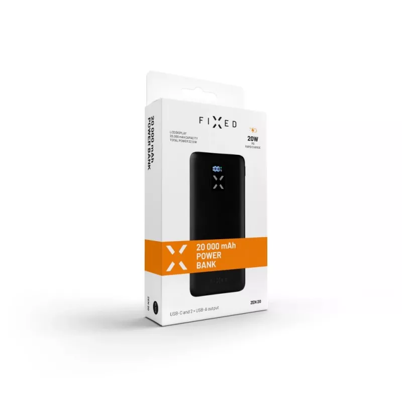 Fixed Zen 20000 mAh USB-C PD 20W powerbank met LCD-display, zwart