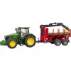 BRUDER John Deere 7R 350 met bosbouwaanhanger en 4 boomstammen