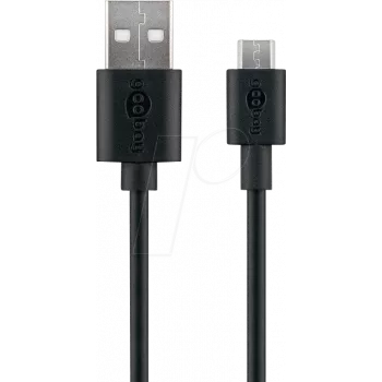 Goobay Micro-USB laad- en synchronisatiekabel, zwart, 2 m - voor Android-apparaten, zwart (38660)