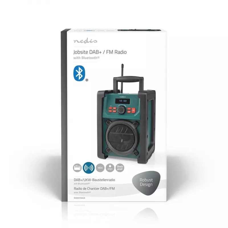 Radio Nedis RDDB3100GN 15W Bluetooth IP65 zwart/groen