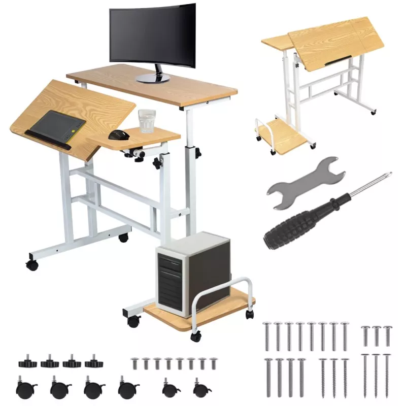 Maclean mobiele laptoptisch, wit, 80x60cm, max. 50kg, in hoogte verstelbaar 67-115cm, MC-124 W
