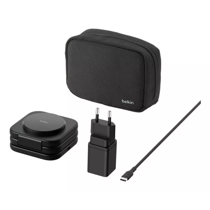 Belkin BoostCharge Pro Qi2 3-in-1 magnetische opvouwbare draadloze reislader, zwart, 15 W
