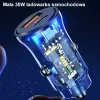Autolader usams CC164CC01 30W met 1×USB-A en 1×USB-C voor snelladen