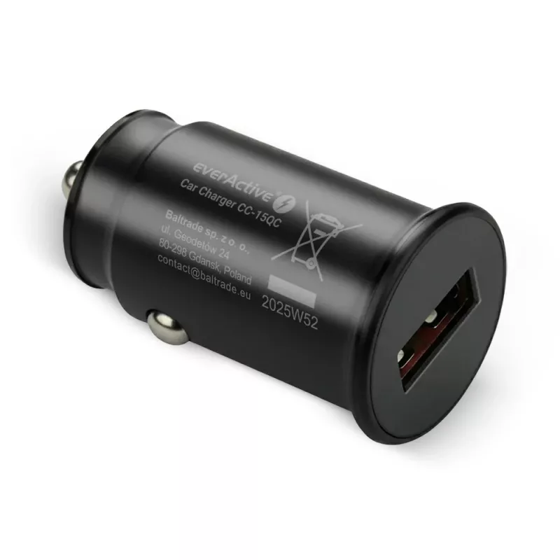 Auto-oplader everActive CC-15QC QC3.0 18W 1x USB met kabel