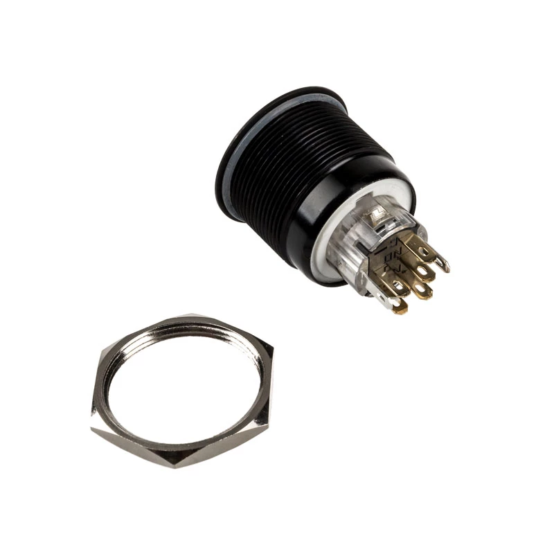 DimasTech vandalismusschakelaar 25mm Blackline Dot RGB (PD224) vandalismebestendige drukschakelaar