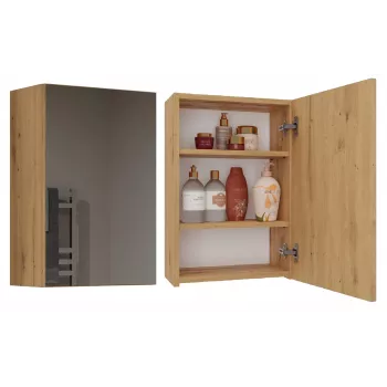 Badkamer opbergkast Top e shop POLA 1DL ARTISAN — wandmontage, eiken frame, 400×220×600 mm, 3 legplanken